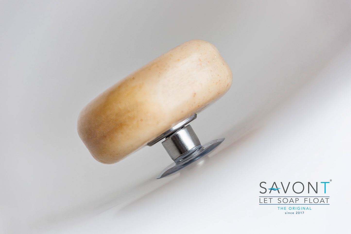 SAVONT Porta Jabón Magnético Flotante Original  Siempre seco y limpio  Jabonera escurridora para ducha o lavabo